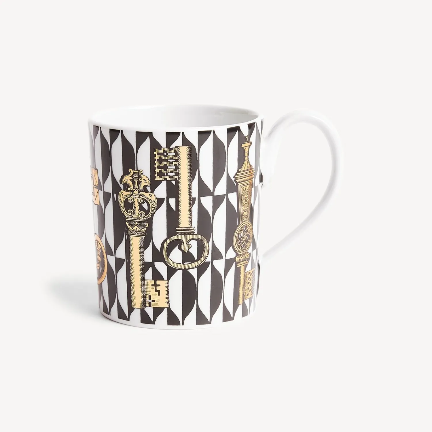 Tea And Coffee Sets<Fornasetti Mug Chiavi And Losanghe White/Black/Gold