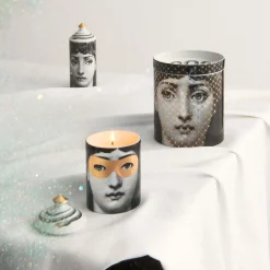 Scented Candles<Fornasetti Nel Mentre Scented Candle - Mascherina Decor - Frutto Proibito Fragrance White/Black/Gold