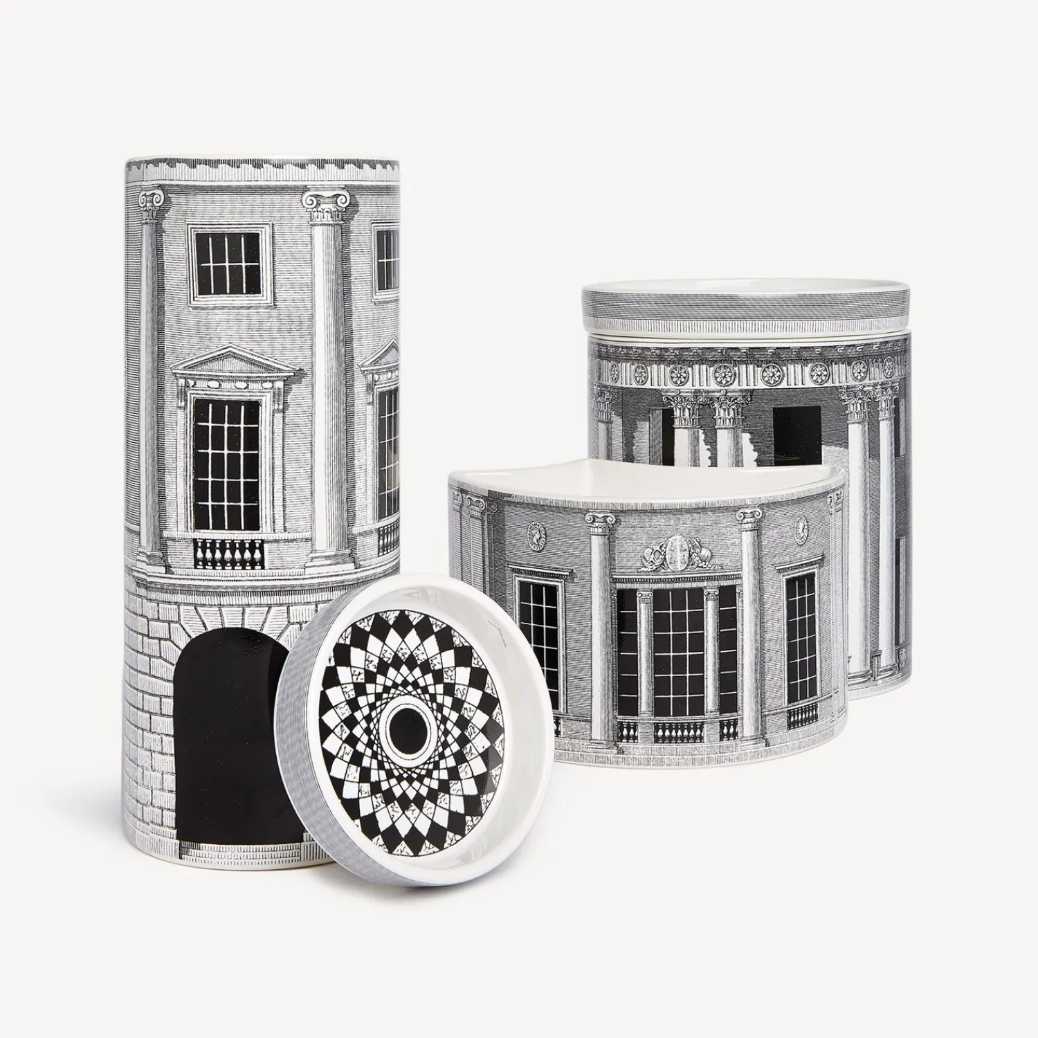Scented Candles<Fornasetti Nel Mentre Set Of Three Scented Candles - Architettura Decor - Immaginazione Fragrance White/Black