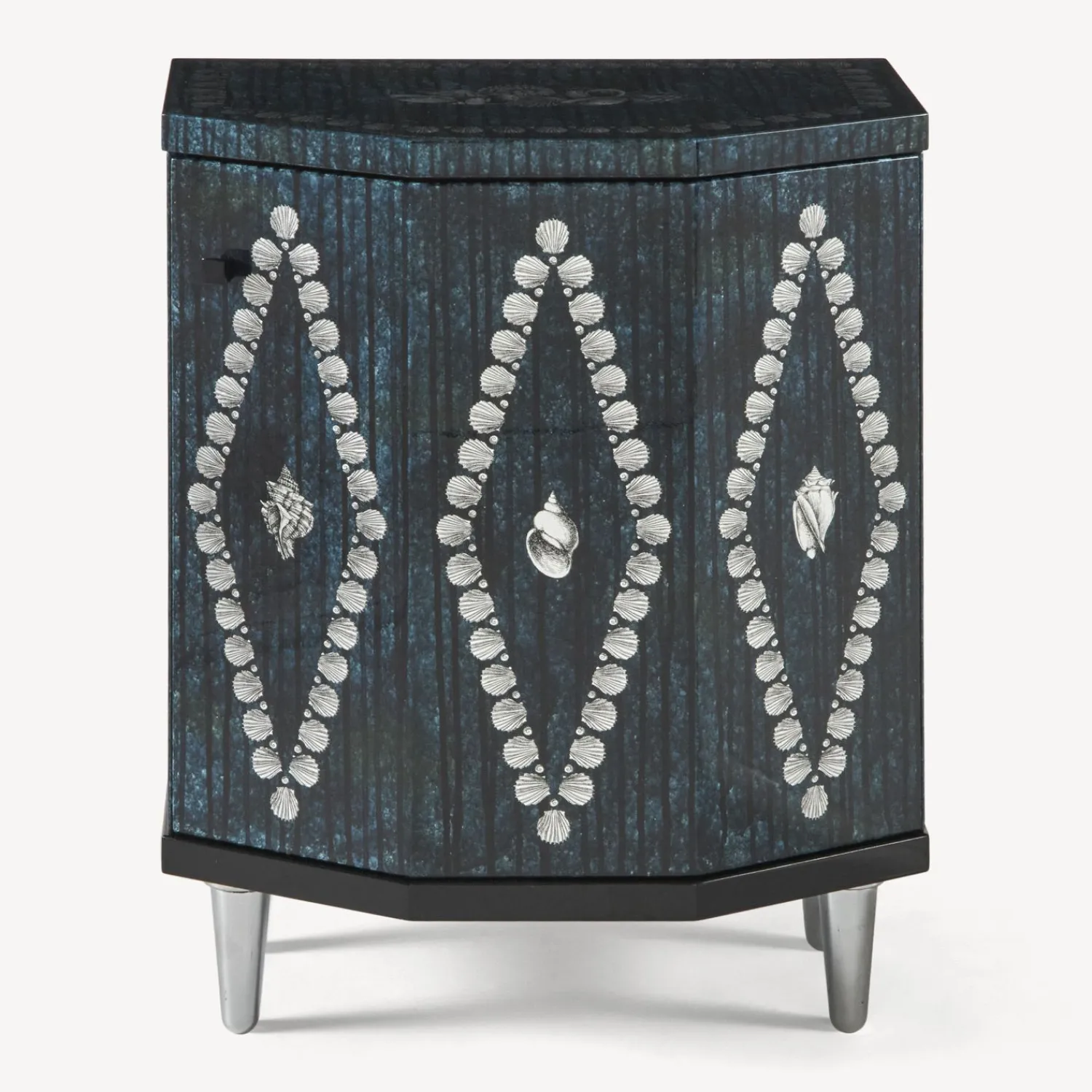 Cabinets<Fornasetti Night Stand Polyhedric Giro Di Conchiglie Silver/Blue