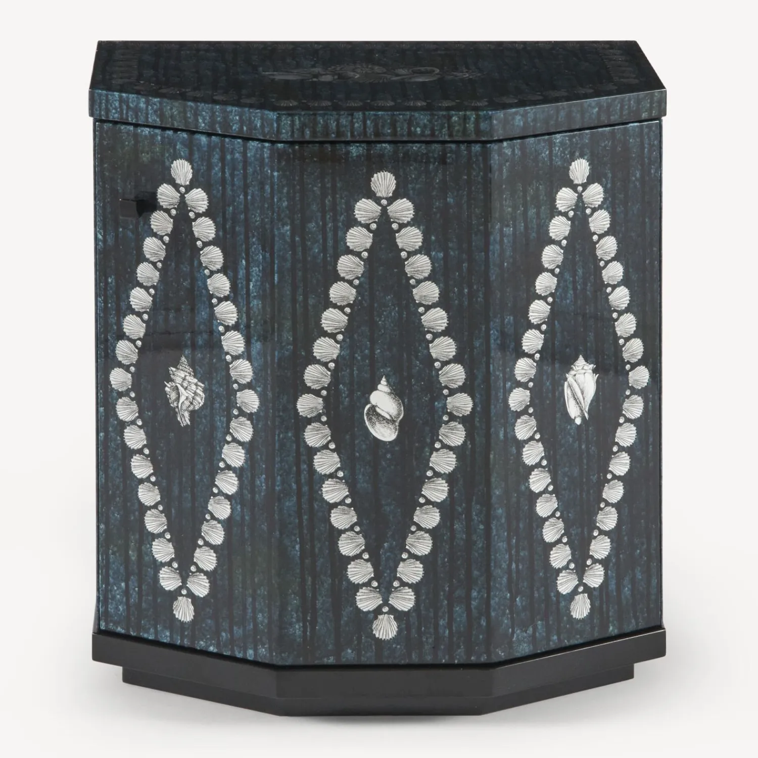 Cabinets<Fornasetti Night Stand Polyhedric Giro Di Conchiglie Silver/Blue