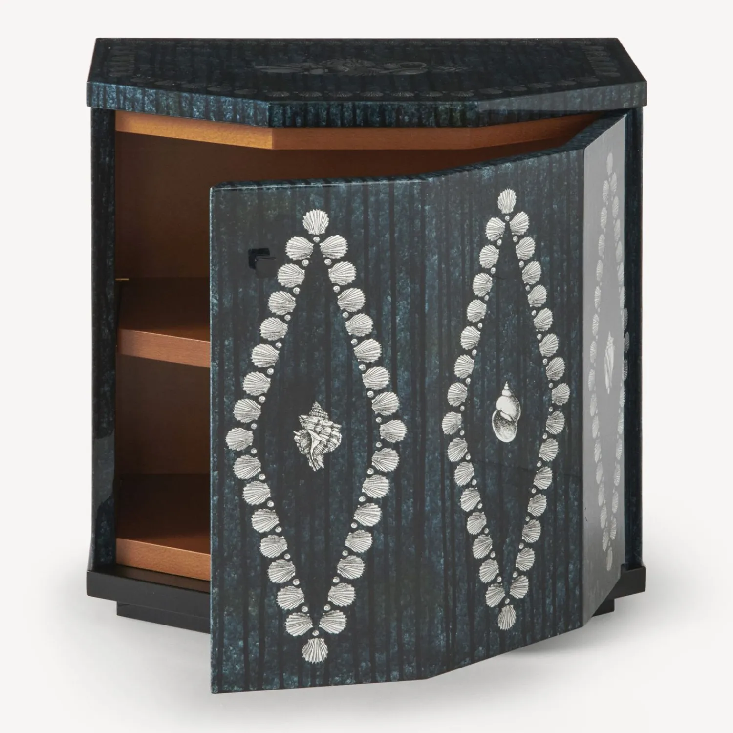 Cabinets<Fornasetti Night Stand Polyhedric Giro Di Conchiglie Silver/Blue