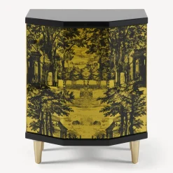Cabinets<Fornasetti Night Stand Polyhedric Giardino Settecentesco Black/Yellow