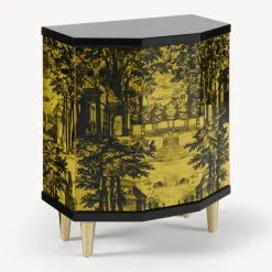 Cabinets<Fornasetti Night Stand Polyhedric Giardino Settecentesco Black/Yellow
