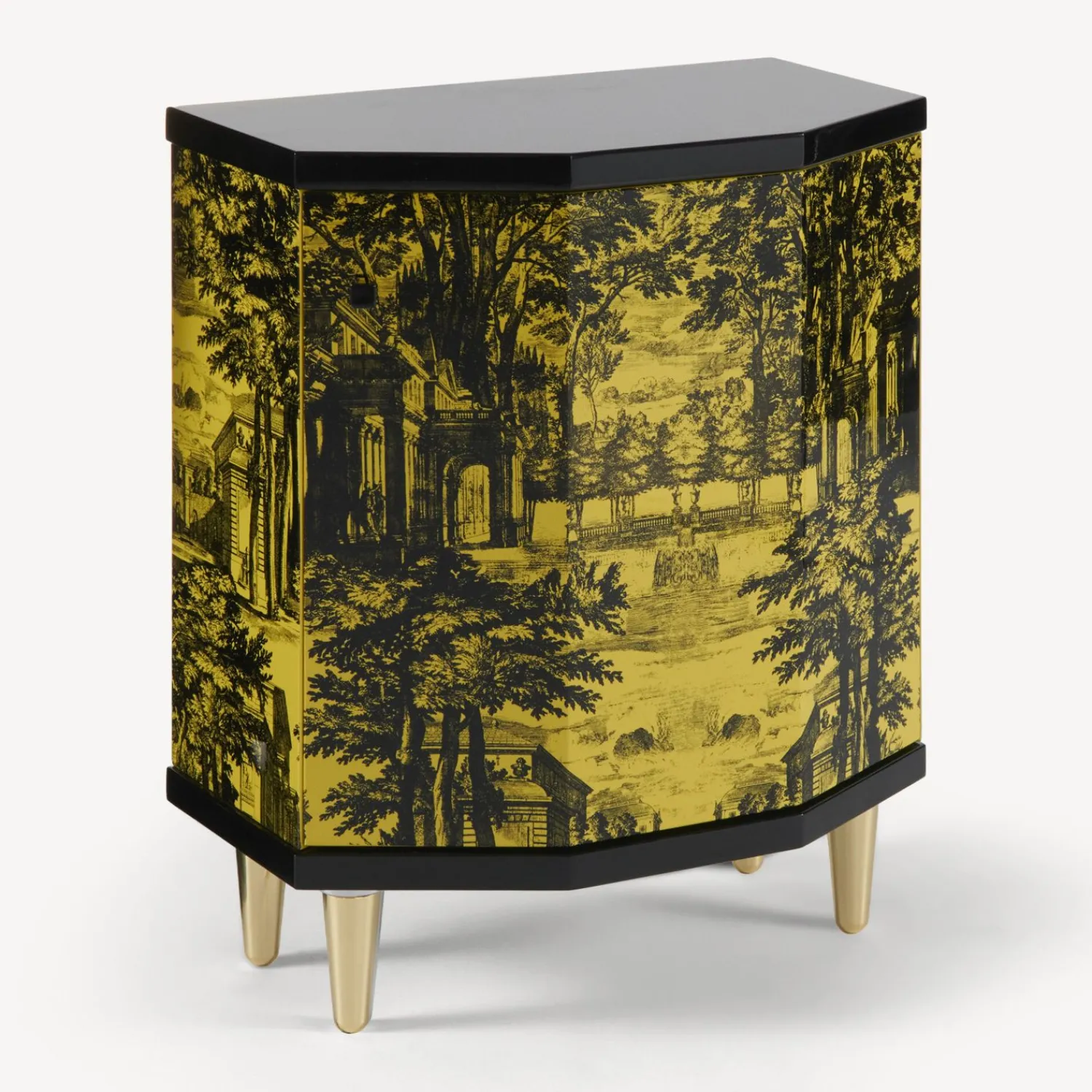 Cabinets<Fornasetti Night Stand Polyhedric Giardino Settecentesco Black/Yellow