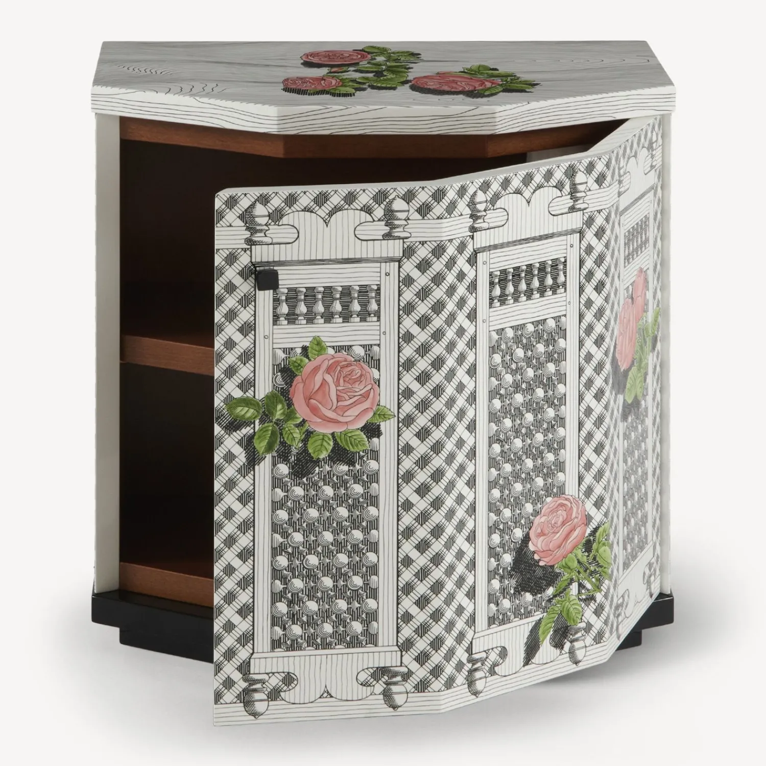 Cabinets<Fornasetti Night Stand Polyhedric Musciarabia Con Rose Multicolour
