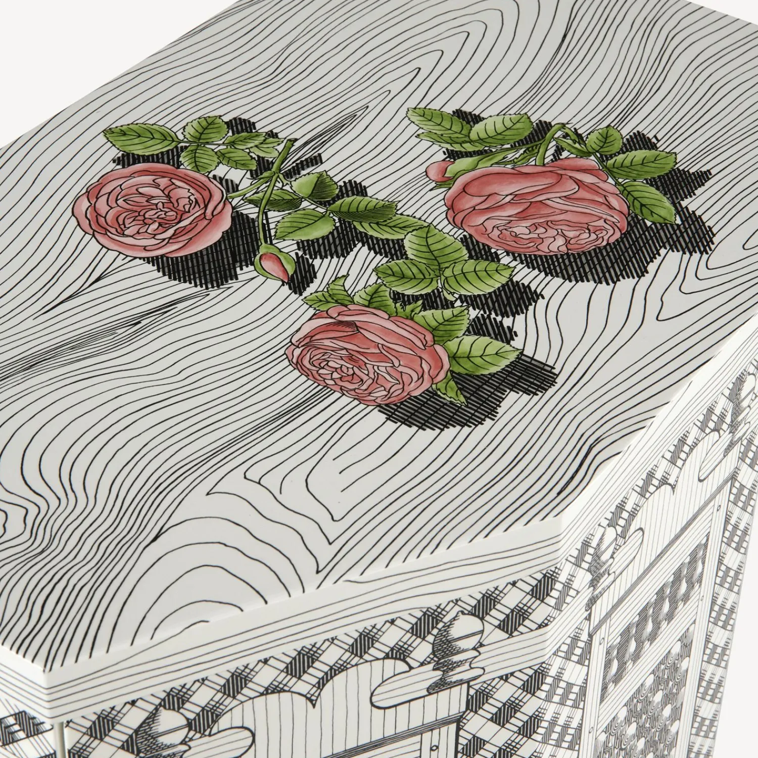 Cabinets<Fornasetti Night Stand Polyhedric Musciarabia Con Rose Multicolour