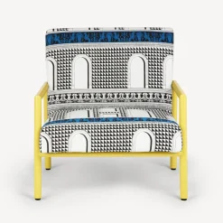 Living Rooms<Fornasetti Outdoor Armchair Facciata Quattrocentesca White/Black/Turquoise