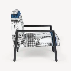 Living Rooms<Fornasetti Outdoor Armchair Facciata Quattrocentesca White/Black/Turquoise