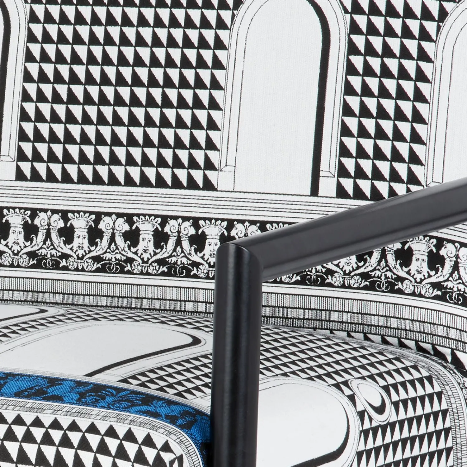 Living Rooms<Fornasetti Outdoor Armchair Facciata Quattrocentesca White/Black/Turquoise