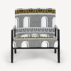 Living Rooms<Fornasetti Outdoor Armchair Facciata Quattrocentesca White/Black/Yellow