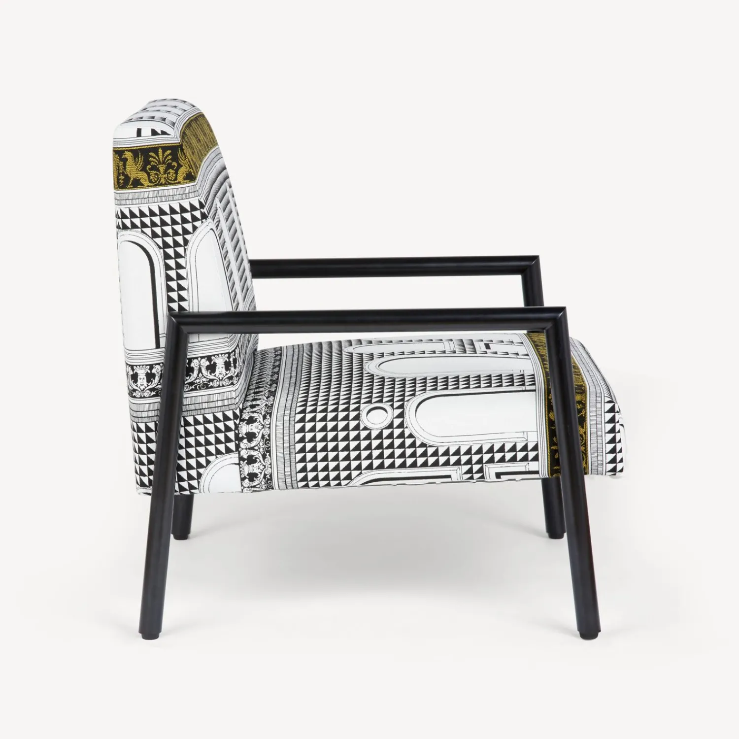 Living Rooms<Fornasetti Outdoor Armchair Facciata Quattrocentesca White/Black/Yellow