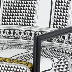Living Rooms<Fornasetti Outdoor Armchair Facciata Quattrocentesca White/Black/Yellow