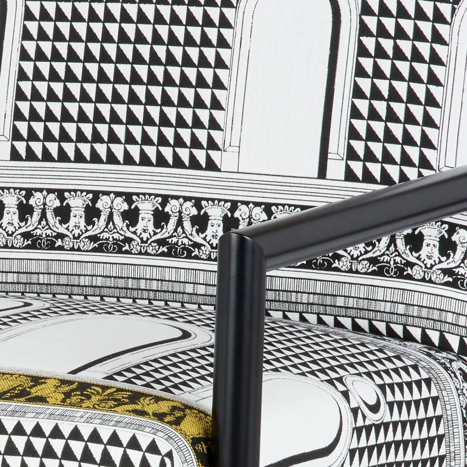 Living Rooms<Fornasetti Outdoor Armchair Facciata Quattrocentesca White/Black/Yellow