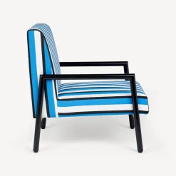 Living Rooms<Fornasetti Outdoor Armchair Rigato Turquoise/White/Black