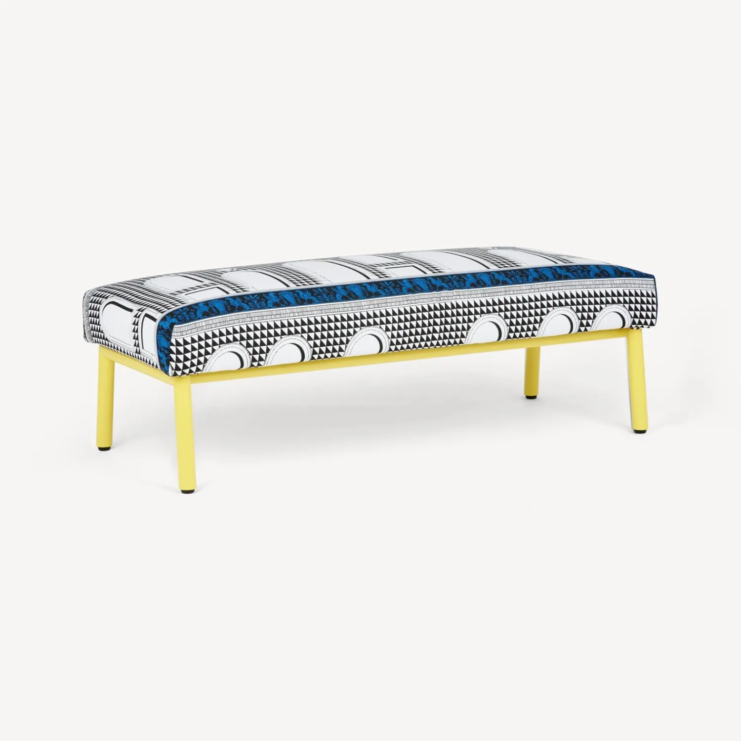 Living Rooms<Fornasetti Outdoor Bench Facciata Quattrocentesca White/Black/Yellow