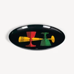 Decorative Trays And Pliants<Fornasetti Oval Tray Bicchieri Multicolour
