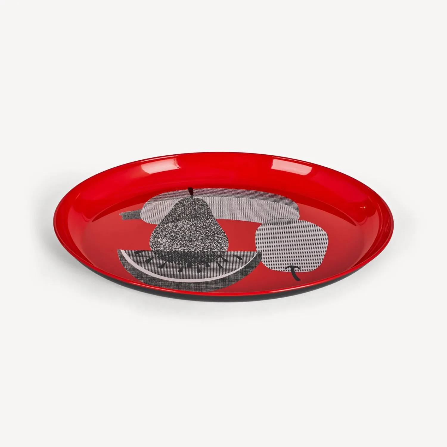 Decorative Trays And Pliants<Fornasetti Oval Tray Frutti E Legumi Retinati Red/White/Black