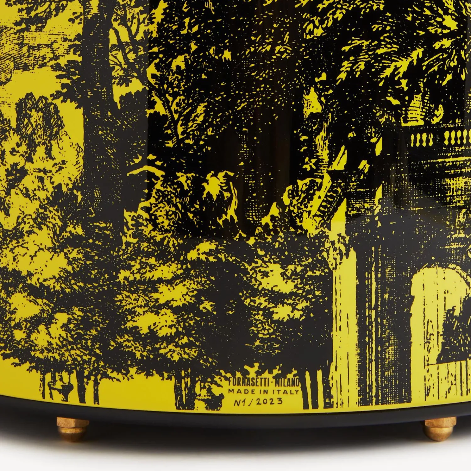 Paper Baskets<Fornasetti Paper Basket Giardino Settecentesco Black/Yellow
