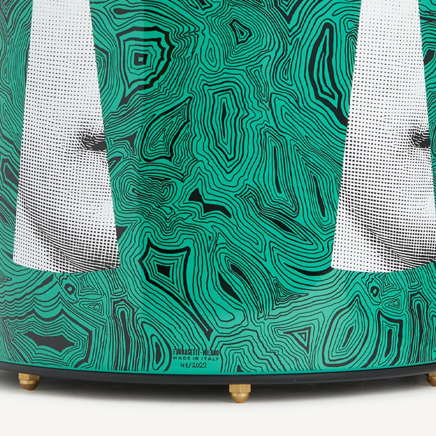 Paper Baskets<Fornasetti Paper Basket Serratura Su Malachite Green/White/Black