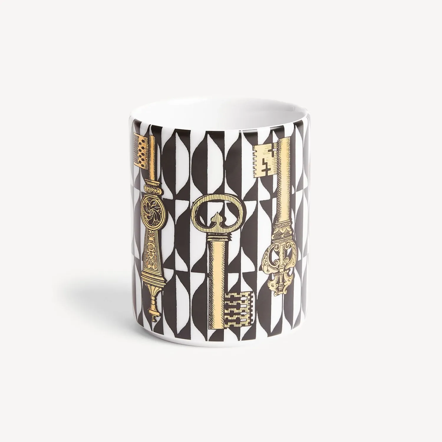 Small Containers<Fornasetti Pencil Holder Chiavi And Losanghe White/Black/Gold