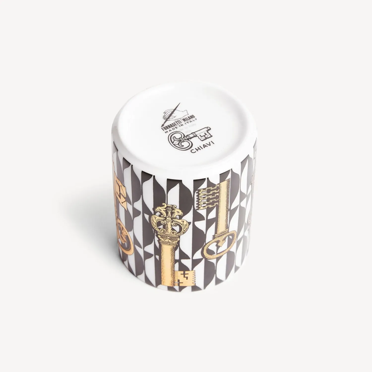 Small Containers<Fornasetti Pencil Holder Chiavi And Losanghe White/Black/Gold