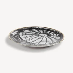 Decorative Plates<Fornasetti Plate Cupola Galleria Di Milano White/Black/Gold