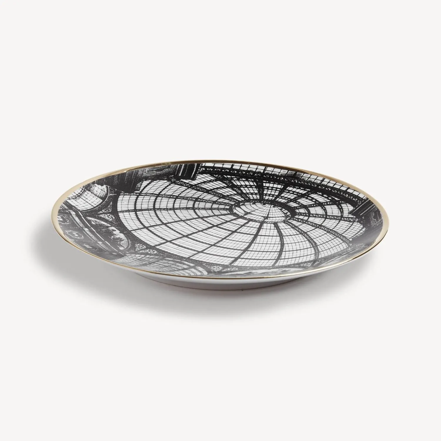 Decorative Plates<Fornasetti Plate Cupola Galleria Di Milano White/Black/Gold