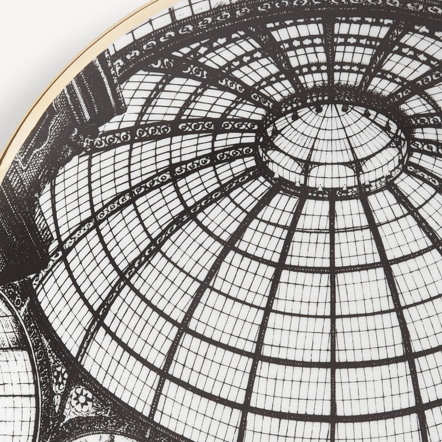 Decorative Plates<Fornasetti Plate Cupola Galleria Di Milano White/Black/Gold