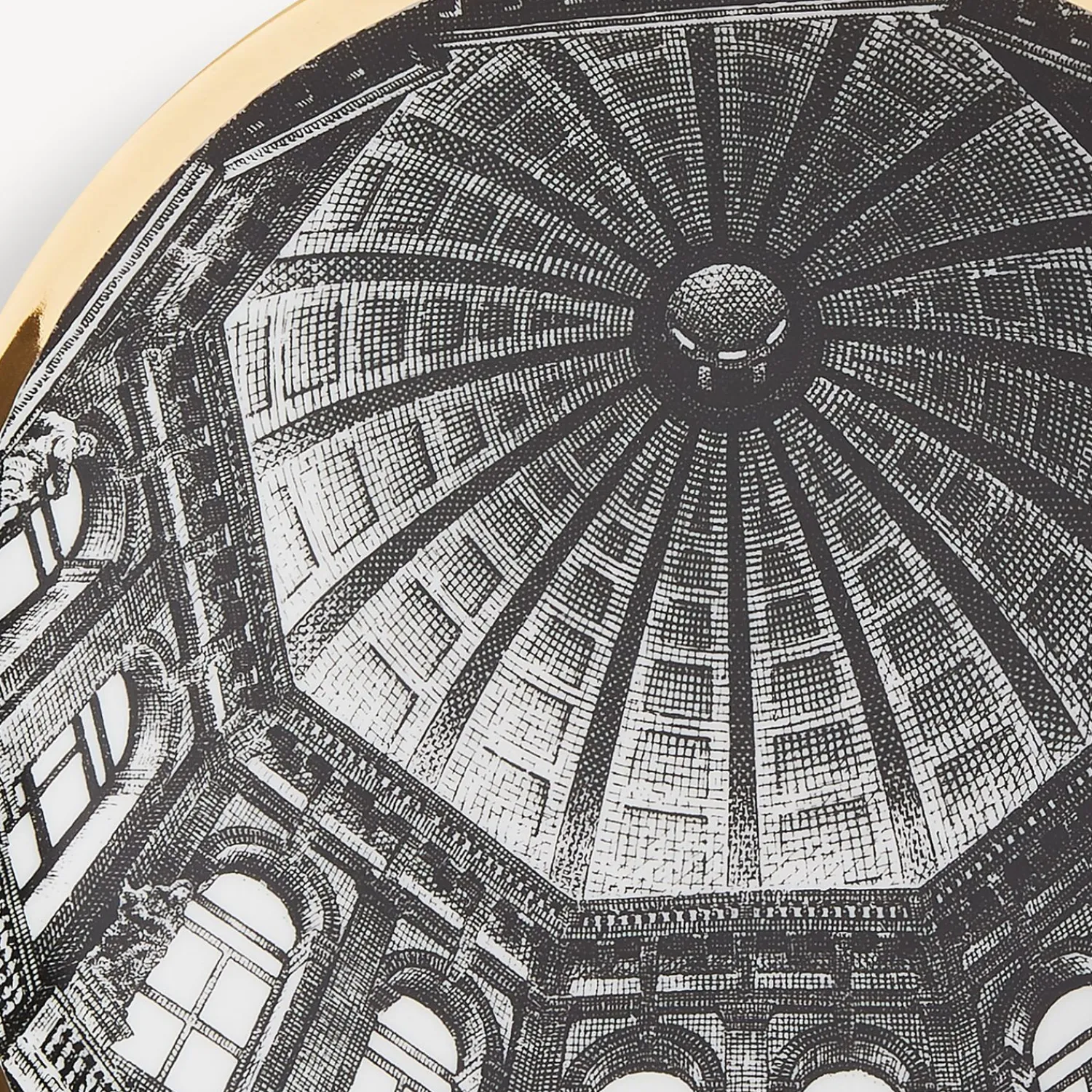 Decorative Plates<Fornasetti Plate Cupola Santa Maria Della Salute (Venezia) White/Black/Gold