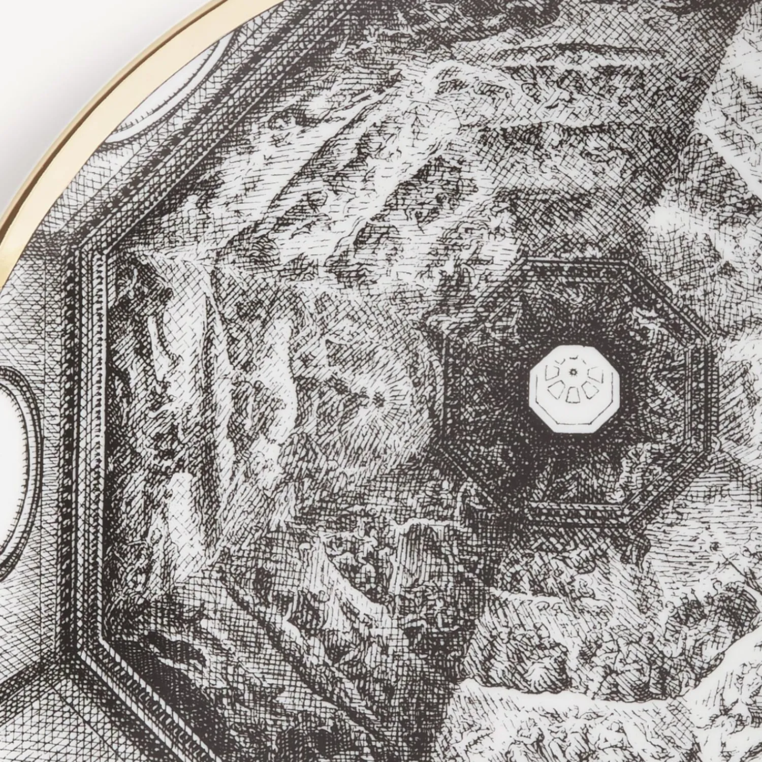 Decorative Plates<Fornasetti Plate Cupola Santa Maria Del Fiore (Firenze) White/Black/Gold