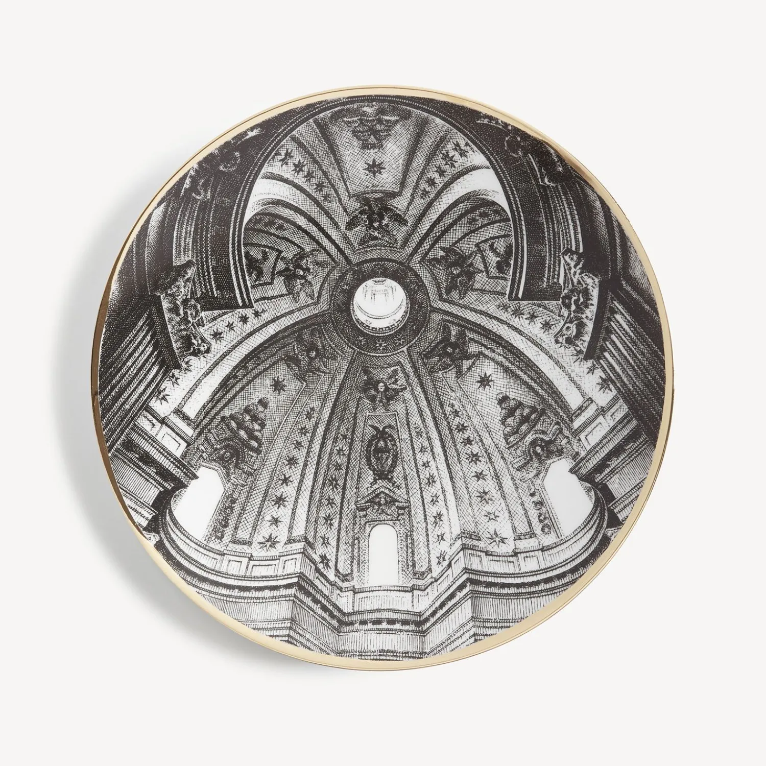 Decorative Plates<Fornasetti Plate Cupola S.Ivo Sapienza (Roma) White/Black/Gold