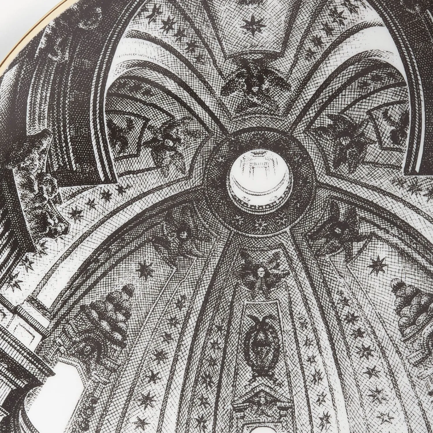 Decorative Plates<Fornasetti Plate Cupola S.Ivo Sapienza (Roma) White/Black/Gold
