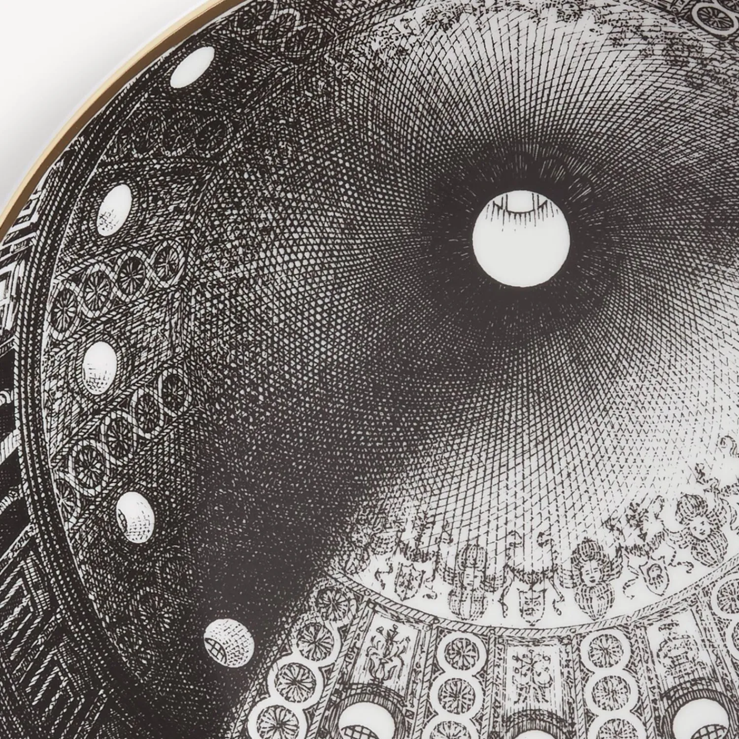 Decorative Plates<Fornasetti Plate Cupola Tiburio Di S. Maria Delle Grazie (Milano) White/Black/Gold