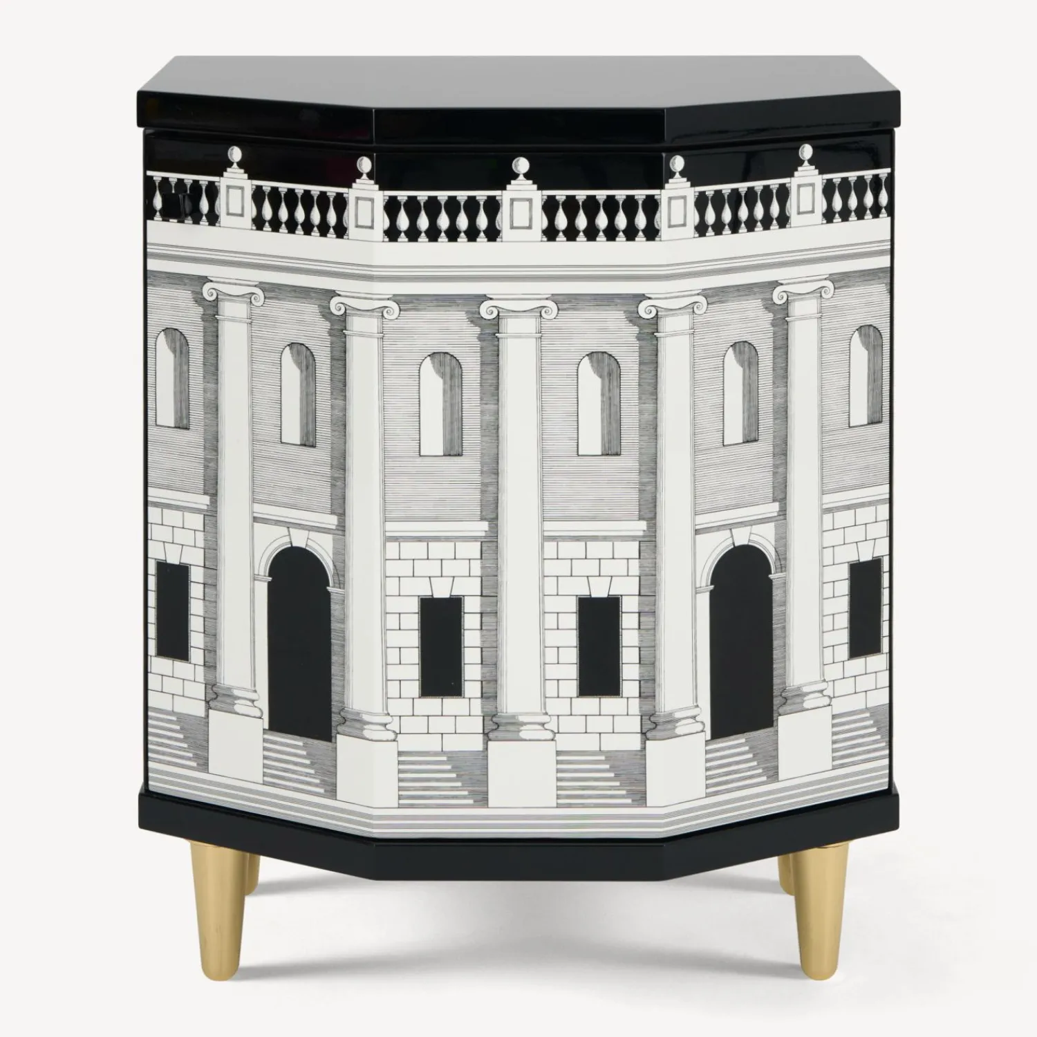 Cabinets<Fornasetti Polyhedric Bedside Table Casa Con Colonne White/Black