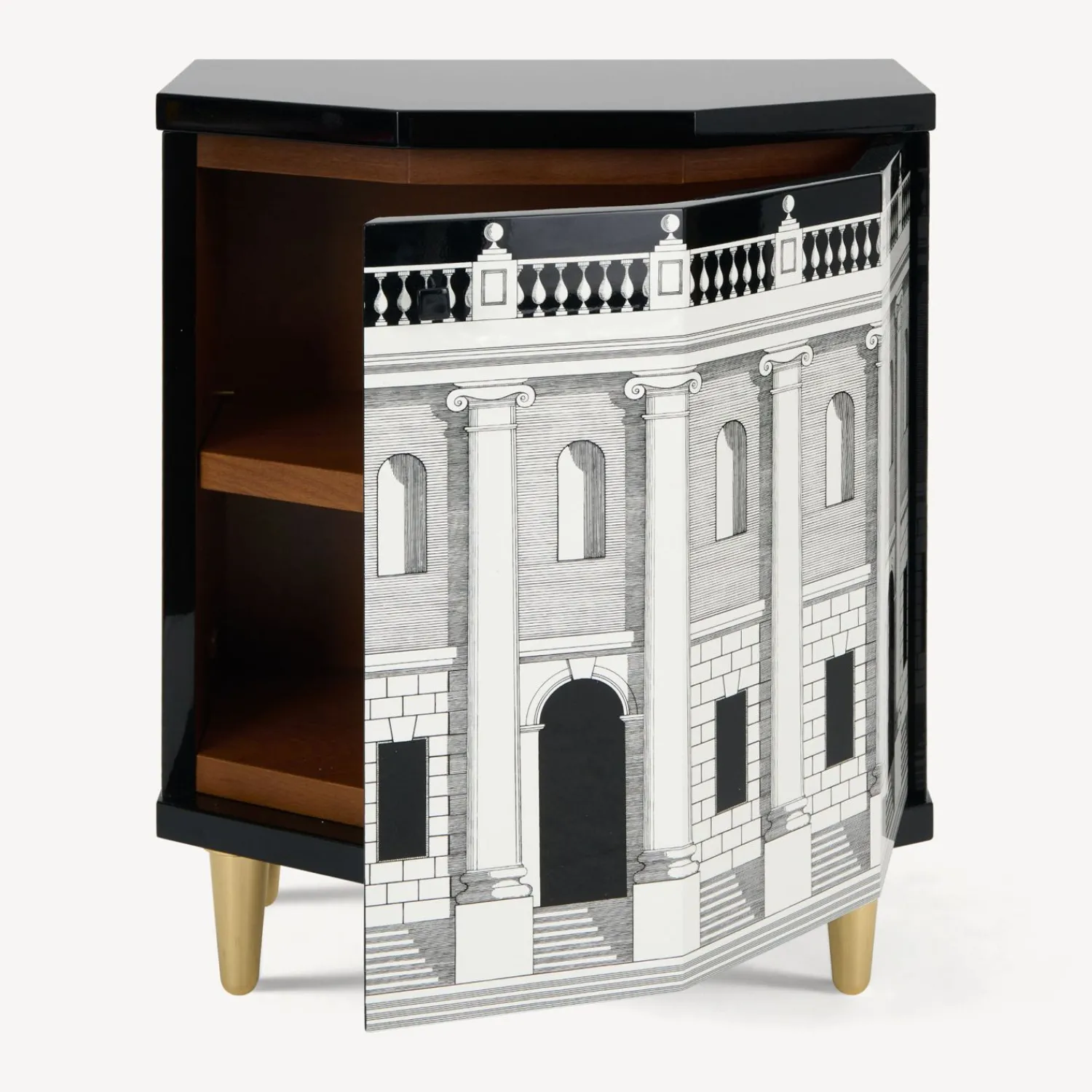 Cabinets<Fornasetti Polyhedric Bedside Table Casa Con Colonne White/Black