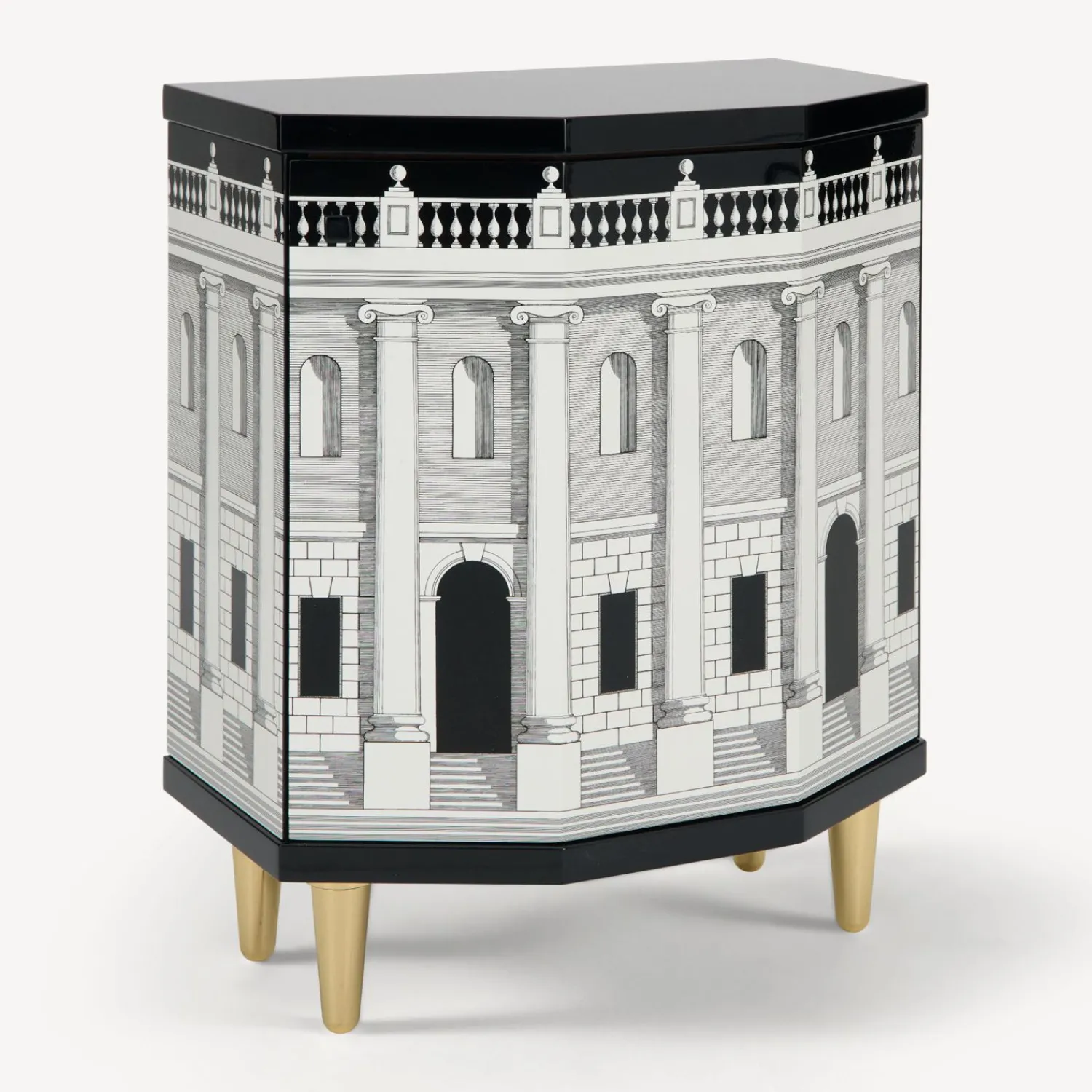 Cabinets<Fornasetti Polyhedric Bedside Table Casa Con Colonne White/Black