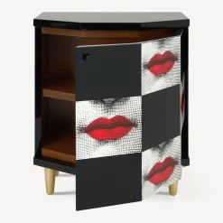 Cabinets<Fornasetti Polyhedric Bedside Table Kiss Red/White/Black