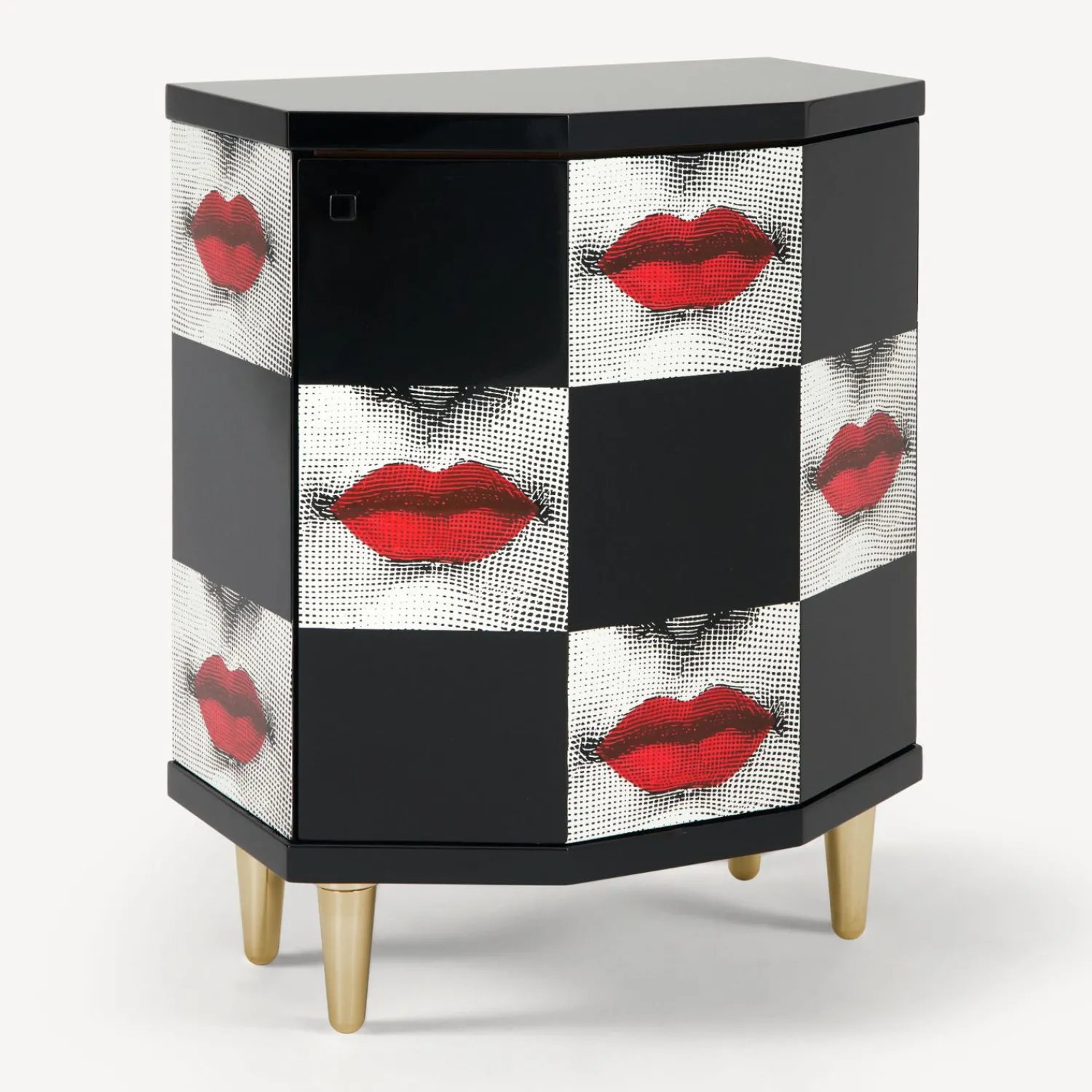 Cabinets<Fornasetti Polyhedric Bedside Table Kiss Red/White/Black