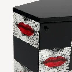 Cabinets<Fornasetti Polyhedric Bedside Table Kiss Red/White/Black