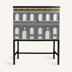 Cabinets<Fornasetti Raised Sideboard Facciata Quattrocentesca White/Black/Yellow