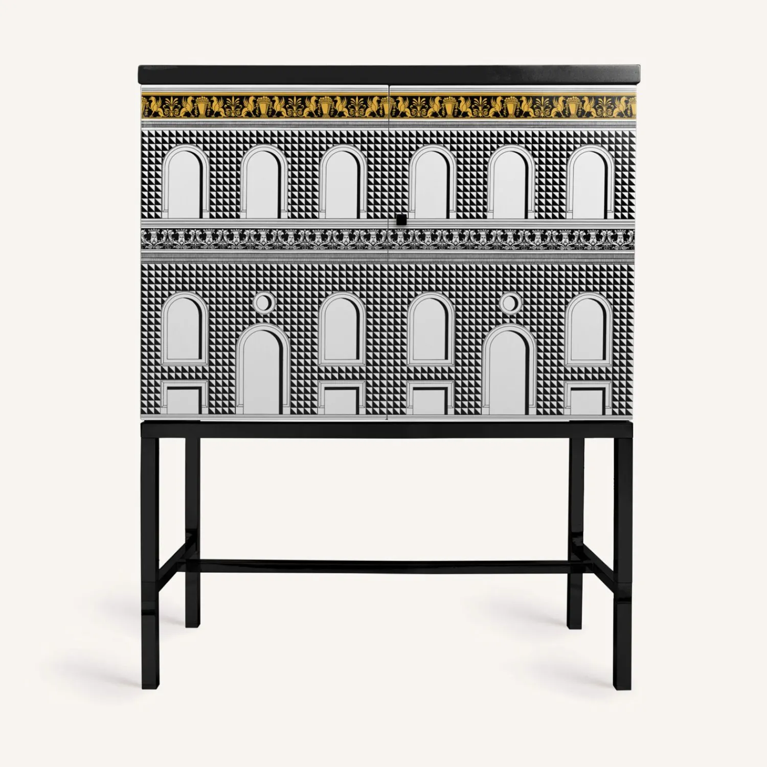 Cabinets<Fornasetti Raised Sideboard Facciata Quattrocentesca White/Black/Yellow