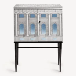 Cabinets<Fornasetti Raised Small Sideboard Architettura Celeste White/Black/Light Blue