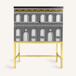 Cabinets<Fornasetti Raised Small Sideboard Facciata Quattrocentesca White/Black/Yellow