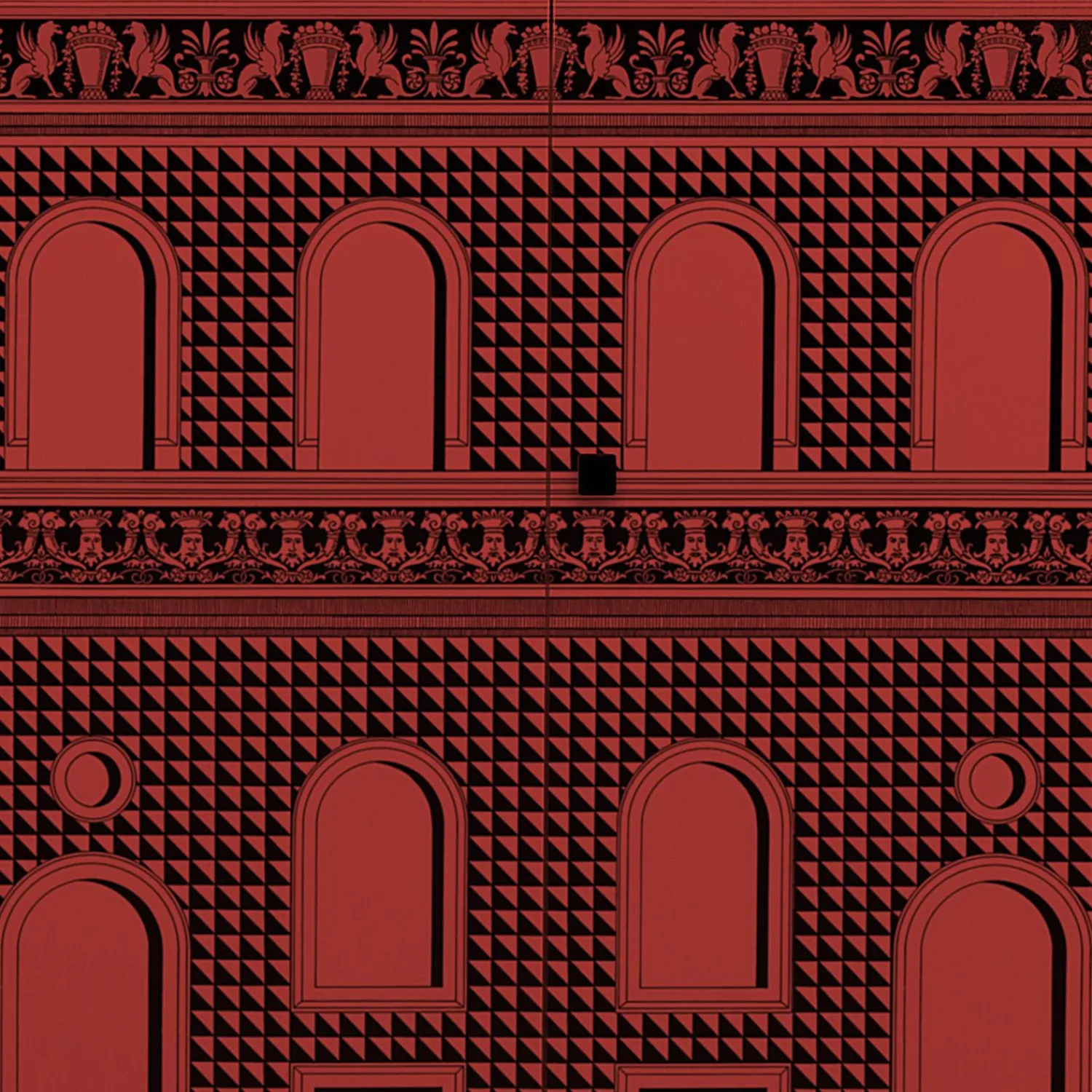 Cabinets<Fornasetti Raised Small Sideboard Facciata Quattrocentesca Red/Black