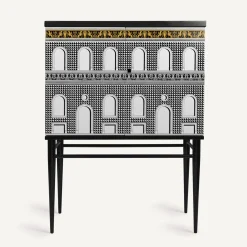 Cabinets<Fornasetti Raised Small Sideboard Facciata Quattrocentesca White/Black/Yellow