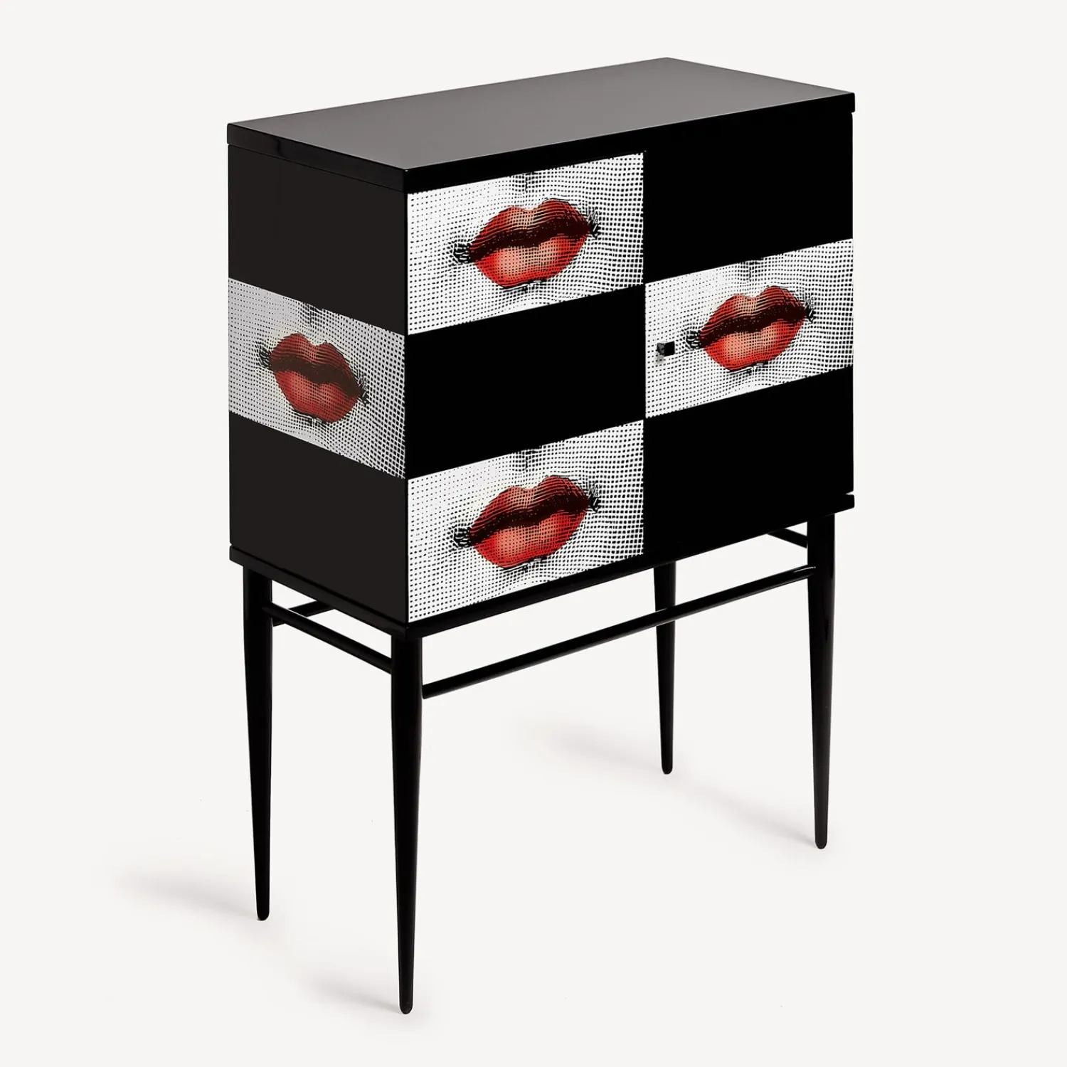 Cabinets<Fornasetti Raised Small Sideboard Kiss White/Black/Red