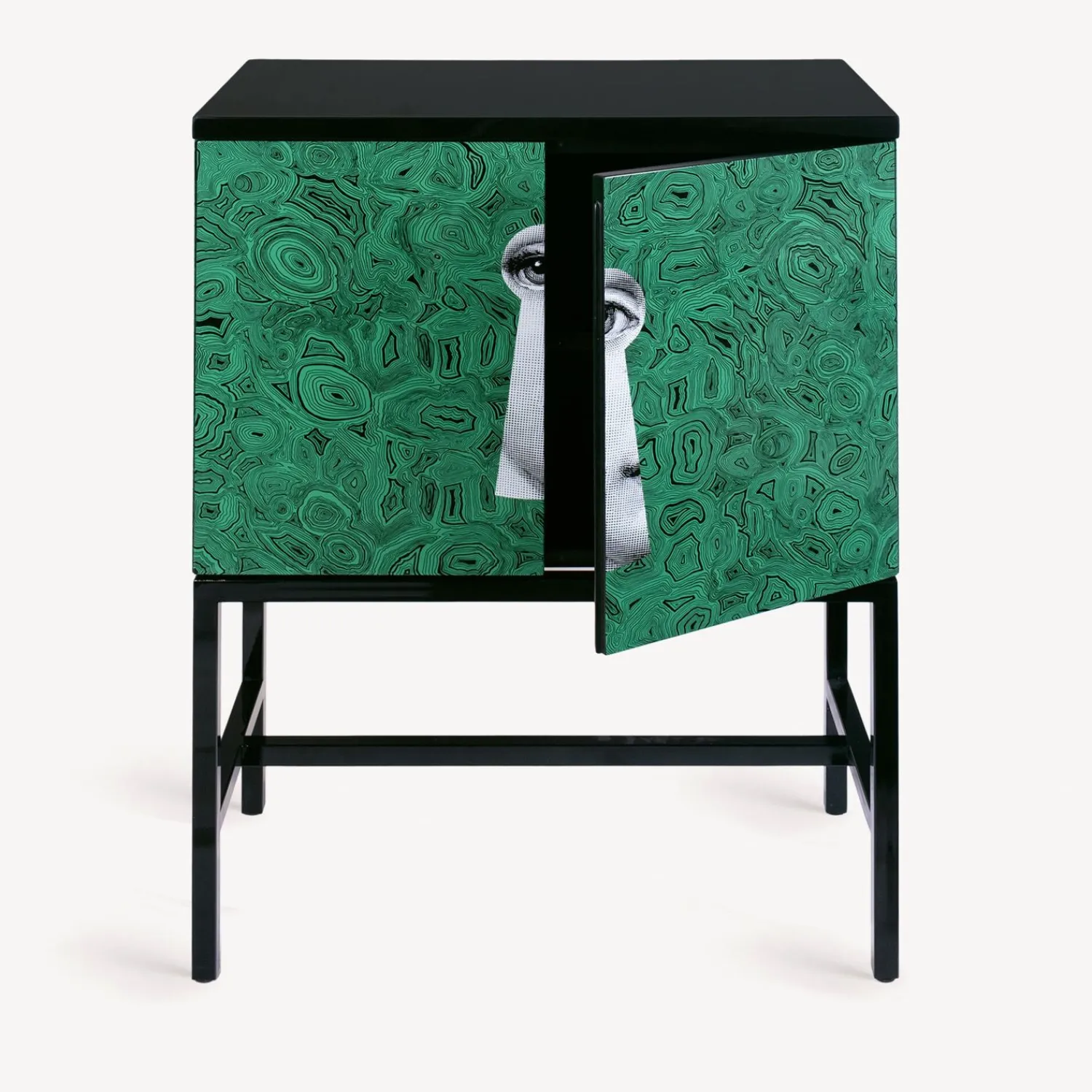 Cabinets<Fornasetti Raised Small Sideboard Serratura Su Malachite Green/White/Black