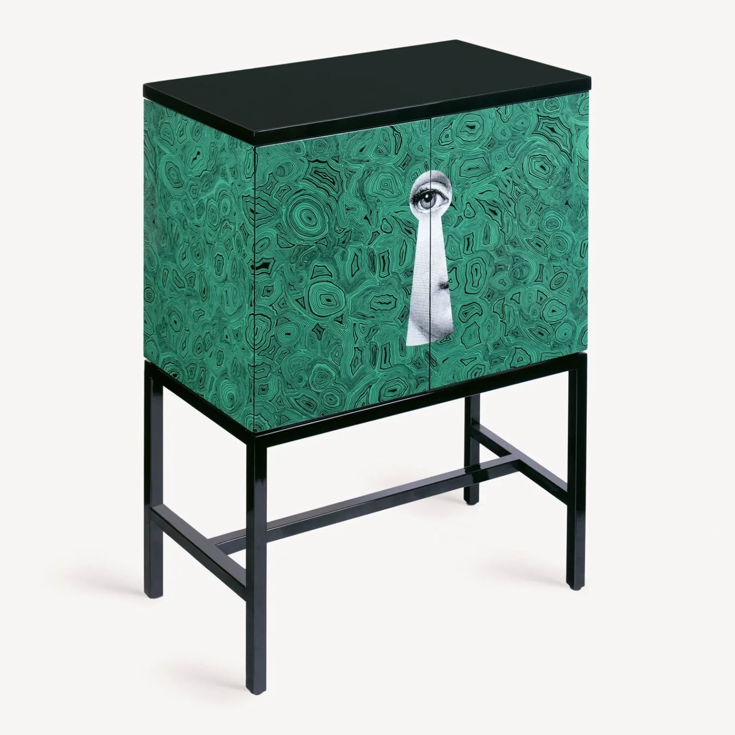 Cabinets<Fornasetti Raised Small Sideboard Serratura Su Malachite Green/White/Black