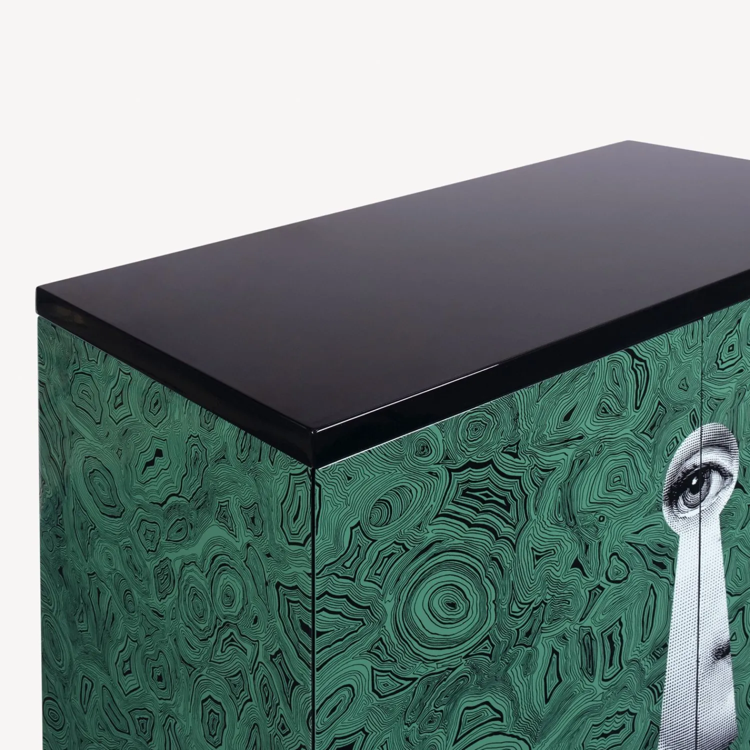Cabinets<Fornasetti Raised Small Sideboard Serratura Su Malachite Green/White/Black